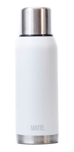 Termo Blanco Matte de 1 lt. de Acero Inoxidable